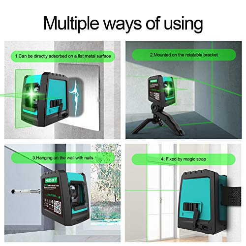 Mileseey Laser Level, DIY SelfLeveling Green Beam Horizontal and Vertical Cross Line Laser with