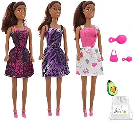 Amazon Co Jp Earf アフリカ系アメリカ人 ファッション人形 アクセサリー付き 11インチ 3個セット 異なる服 コレクションをご紹介 誕生日パーティーギフトに Tadaループシー おもちゃキャリア ホーム キッチン