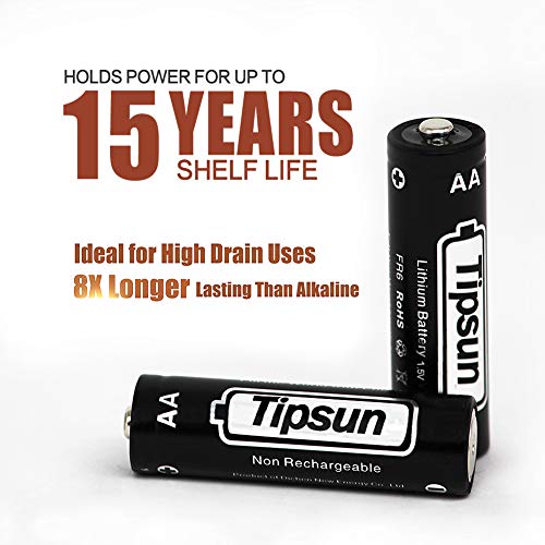 Tipsun AA Lithium Batteries, Longer Lasting Energy Double A Battery
