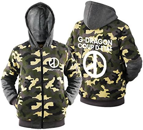 Relaxcos BigBang G-DRAGON Camouflage Jacket Hoodie Zip Up Coat Cosplay X-Large