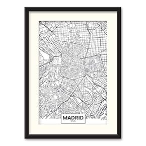 Black Paper Framed Canvas Wall Art for Living Room, Bedroom Black and White City Map Canvas Prints for Home Decoration Ready to Hanging - 23x31 inches