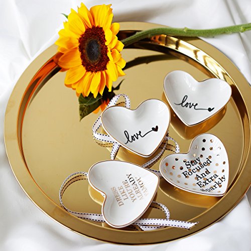 CHOOLD Original Ceramic Heart Shape Ring Dish Holder Jewelry Dish Trinket Holder Jewelry Holder Home Decor Dish Wedding Birthday Xmas Gift - Thumbnail 5