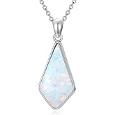 EUSJ 925 Sterling Silver Dainty Oval/Marquise/Drop/Pear/Rhombus Opal Simple Pendant Necklace for Women, Fashion Necklace for Women Mother - Endless Love, Birthday Gift, with 18+2inch