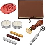 Powstro Retro Wax Seal Stamp Kit Alphabet Wax Sealing Stamps Set Creative Romantic Stamp Maker (ROSE 2)