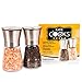 Katie Cooks Premium Adjustable Salt & Pepper Grinder / Spice Mill (Set of 2) - stainless steel top with lid, ceramic grinder and glass 3/4 cup capacity container