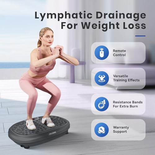 EILISON Fitmax 3D Máquina de Ejercicios con Plataforma vibratoria y Bandas elásticas, Entrenamiento en casa para máquina de Drenaje linfático para el Bienestar y la recuperación (Negro, 818)