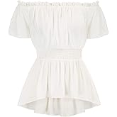 Scarlet Darkness Renaissance Shirt Women Off Shoulder Short Sleeve Tops Summer Peasant Pirate Shirt Peplum Blouse