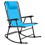 Best Choice Products Foldable Zero Gravity Rocking Mesh Patio Recliner Chair w/Headrest Pillow, Light Blue