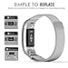 MoKo Fitbit Charge 2 Band, MoKo Milanese Loop Stainless Steel Bracelet Strap + Connector for 2016 Fitbit Charge 2 Heart Rate + Fitness Wristband, Wrist Length 5.31