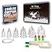 Dr Yeng 12 Pc Chinese Cupping Therapy Set - Professional Massage Equipment Kit Includes 12 Vacuum Cups & 6 Acupressure Pointers with 1 Suction Hand Pump Gun For Pain Relief, Sore Muscles, Cellulite.