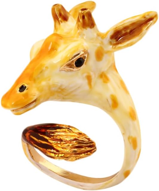 Insun Enamel Rings for Women Adjustable Animal Rings for Women Handmade Wrap Ring Giraffe