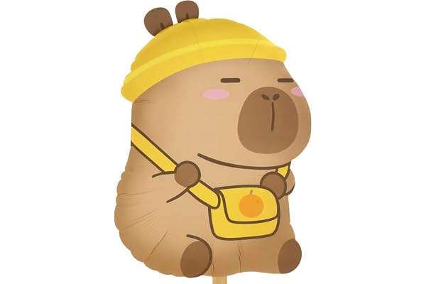 Balão Metalizado Capivara Cartelado – Foil Decorativo 1 Unidade por Cartela – Diversos Modelos (CAPIVARA COM BOLSA CORPO)