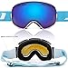 Juli Ski Goggles,Winter Snow Sports Snowboard Goggles with Anti-Fog UV Protection Interchangeable Spherical Dual Lens for Men Women & Youth Snowmobile Skiing Skating Blue
