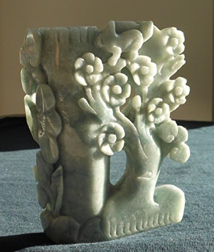 2750 Carat Natural Jadeite Jade Gemstone Hand-carved Brush Pot Plum Flower Statue Figurine Statuette