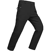 YSENTO Men's Insulated Snow Ski Pants Waterproof Winter Fleece Lined Softshell Hiking Cargo Pants Zipper Pockets