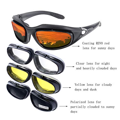 XTPSON Polarized Motorcycle Riding Glasses Kit With 4 Interchangeable