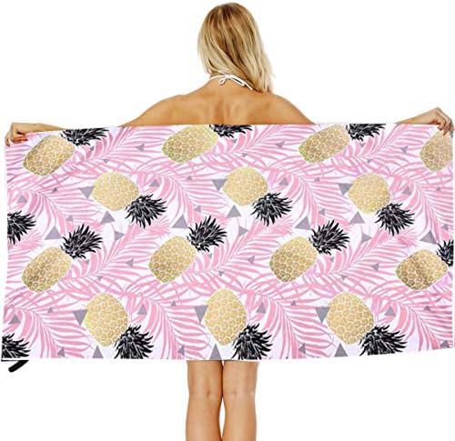 COZUMO Microfiber Beach&Travel&Bath Towel–Sand Free Proof Swim Towel Quick Fast Drying Beach Blanket Lightweight Ultra Aborbent Shower&Body Towels Yoga Mat for Adults Large 31" x 63" (Pineapple)