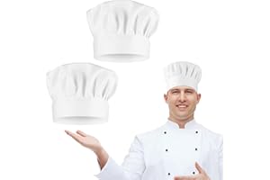 TIESOME 2PCS Chef Hat Adjustable Elastic Baker Kitchen Cooking Chef Cap, Reusable and Washable Durable Pure Cotton Cook Cap