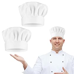 TIESOME 2PCS Chef Hat Adjustable Elastic Baker