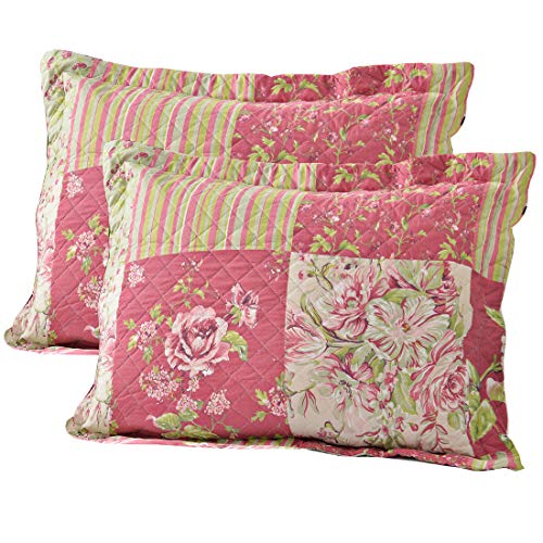 Oliven Set of 2 Standard Pillow Shams Patchwork Floral Pillowcases Envelope Closure Pillow Covers(20"x26")