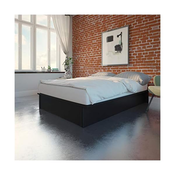 DHP Maven Platform Bed with Upholstered Faux Leather and Wooden Slat