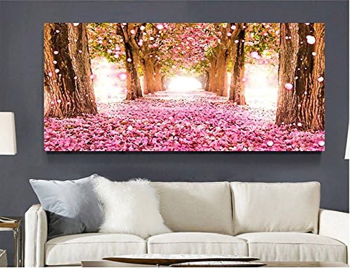 5D Diamond Painting Kit DIY Crafts Set Paint with Diamonds Full Drill Mosaic Art Pictures 3D Round Crystal Rhinestone Counted Kits Cherry Blossom Embroidery Wall Sticker for Home Decor 51.2’’ x 19’’
