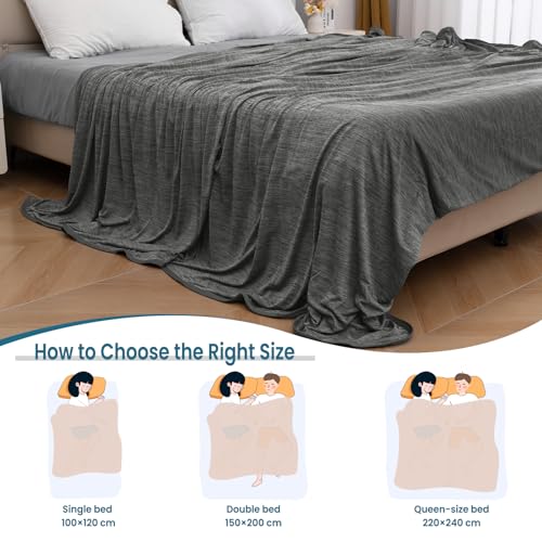 WOLTU Cooling Blanket 2 in 1, Summer Blanket Arc-Chill, Q-Max > 0.45, Double-Sided Blanket for Summer, Self-Cooling, Breathable, Lightweight, 150 x 200 cm, Grey