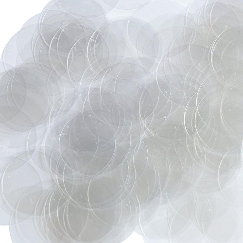 30mm Flat Round Sequins Crystal Clear Loose Paillettes. Embroidery, bridal, display arts, crafts, embellishment. Made in USA.