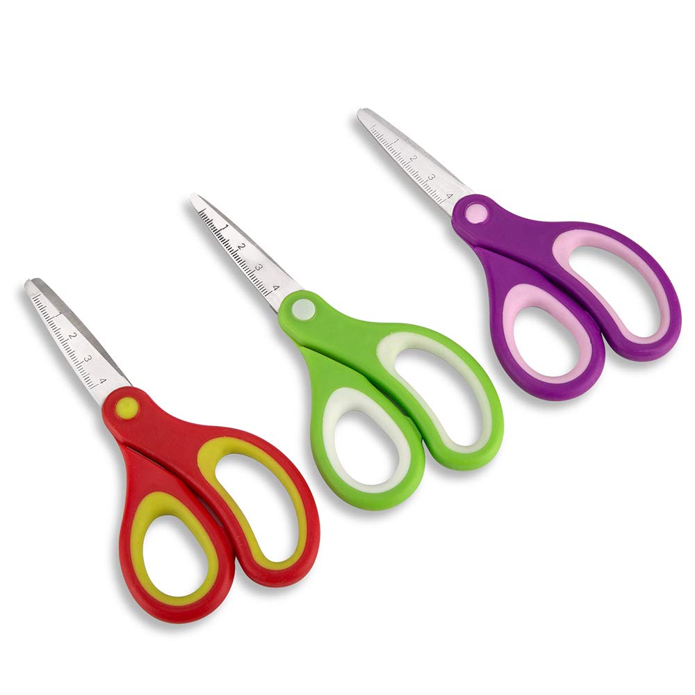 Kids Scissors (36 Count Teacher Pack, Rounded-tip, 5.5 Inch) - 5.5’’ Soft Touch Blunt School Student Scissors Shears GD-016-R-N (Pack of 36)