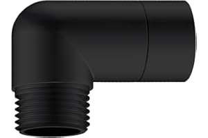 JASYA 90 Degree Elbow Shower Head Adapter Black All Metal Handheld Showerhead Elbow Adapter G1/2" Showershead Extension Arm Connector Showersdapter For Shower Heads Extension Pipe (90°, Black)