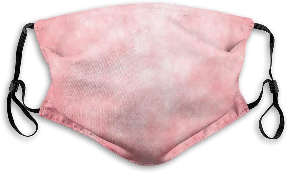 Windproof Mask,Coral, Pale Spring Watercolor Design Girlish Tie Dye Effect Print Abstract Image,Coral Peach Salmon,Printed Facial Decorations for Unisex JP-651