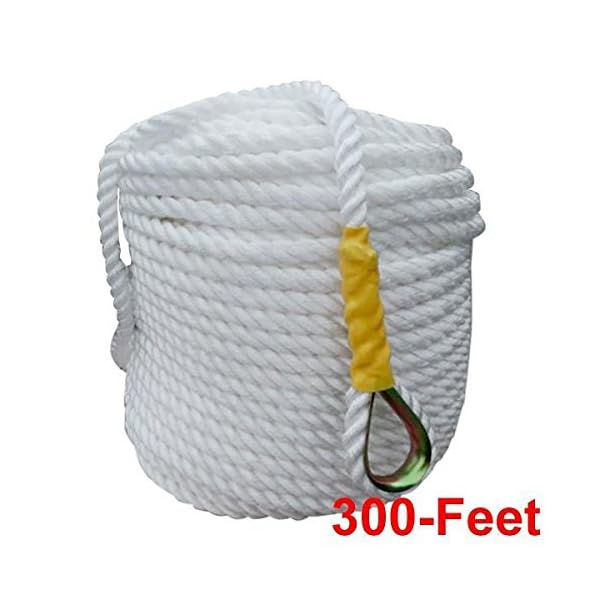 World-Pride-12×300-Twisted-Nylon-Anchor-RopeLine-with-Thimble-Boat-Rode