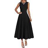 MEROKEETY Women's 2026 Summer Elegant Classy Midi Dress Sleeveless A Line Flowy Formal Cocktail Dresses