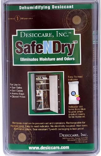 SafeNDry Dehumidifying Rechargeable Desiccant Gun Safe Kit -(1) 500 Gram Pack Covering 30-60 Cubic Feet.