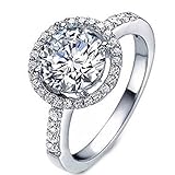 Rurah Women 925 Sterling Silver Halo Rings Promise Engagement Rings Zircon Wedding Ring,7#