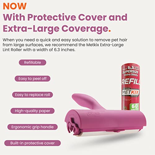 Metkix Extra Large Lint Roller with Refill 6.3" Giant Lint Roller for