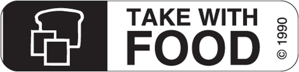 10-X Permanent Paper Label, "TAKE with Food", 1 9/16" x 3/8", Black with White (500 per Roll, 2 Rolls per Box)
