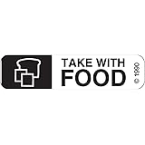 10-X Permanent Paper Label, "TAKE with Food", 1 9/16" x 3/8", Black with White (500 per Roll, 2 Rolls per Box)