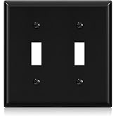 ELEGRP 2-Gang Toggle Switch Wall Plates, Standard Size 4.53" height x 4.57" length Unbreakable Thermoplastic Faceplate Cover for Toggle Dimmer Light Switches, UL Listed (1 Pack, Glossy Black)