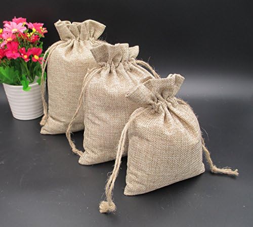 Burlap Bags With Drawstring For Wedding Gifts, Party Favors, 4.7 x 3.5 Inch（12PC）