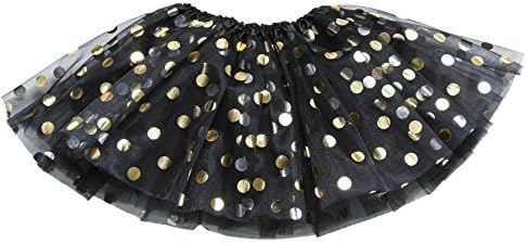 GOODTECK Baby Girls 3-Layers Black Polka Dots Dance Tutu Tulle skirt