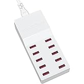 USB Charger Multiple, FOSION 50W/10A USB Charging 10 Port Multi Power Supply, USB Charger Desktop Station Block for iPhone 15
