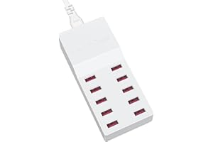 USB Charger Multiple, FOSION 50W/10A USB Charging 10 Port Multi Power Supply, USB Charger Desktop Station Block for iPhone 15