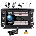 Free Reversing Camera + EinCar Double Din 7 Inch Car Stereo Radio DVD GPS Nav CD Player In Dash Bluetooth Touch Screen Head unit for VW Passat t5 Golf MK5 Jetta with 8GB Map Card