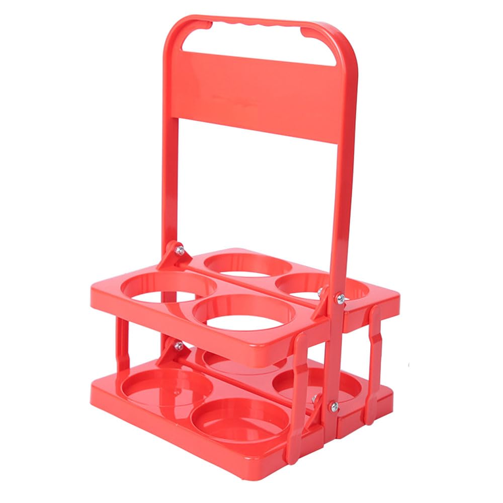 Photo 1 of AIYoo Portable Plastic Drink Carrier,Reusable Red Beer Bottle Coffee Cup Holder,Tea Bottle Drink Caddy for Delivery,4 Holes Cup Holders with Handle for Catering Restaurant Travel Car