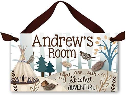 ChristmasSign DOOR Funny Wooden hanging sign Boys Camping Forest Adventure Bedroom Nursery Decor