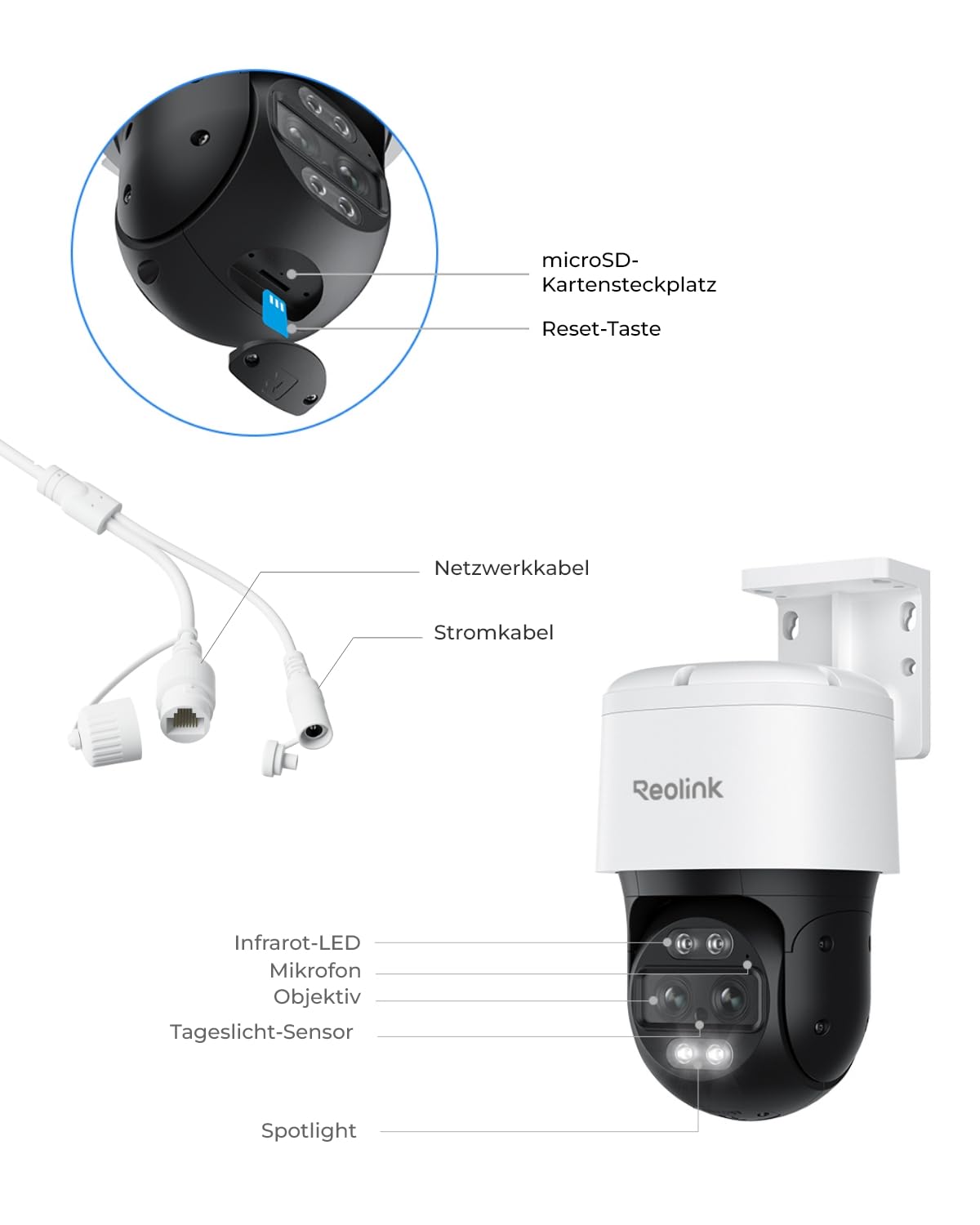 Reolink 4K PTZ PoE Überwachungskamera Außen mit Dual-Objektiv,TrackMix PoE 8