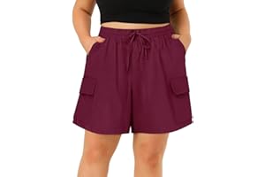 RITERA Plus Size Shorts for Curvy Women Lightweight Elastic Waist with Pockets Drawstring Womens Casual Shorts for Summer