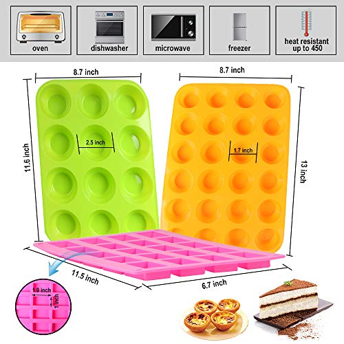 37PCS Silicone Baking Set Nonstick Bakeware Baking Sheet Pastry Kneading Macaron Mat, DonutsÂ Cupcake Loaf Pan Chocolate Muffin Pan Bake Spatulas Brush BPA Free Oven- Microwave- Dishwasher Safe