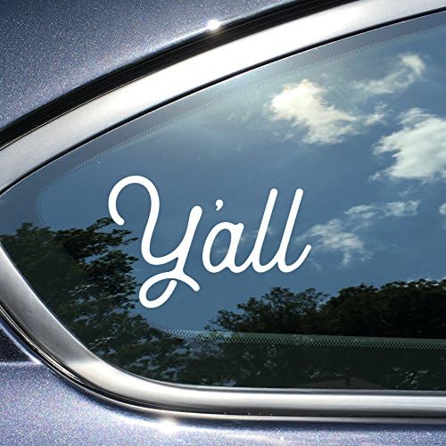 Y'all Texas Car Decal 4 x 2.5 Inches White Vinyl Texas Car Sticker